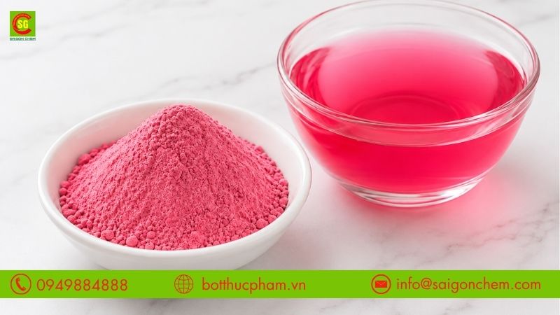 Bột Erythrosine tan trong nước tạo sắc hồng tươi sáng và đồng đều